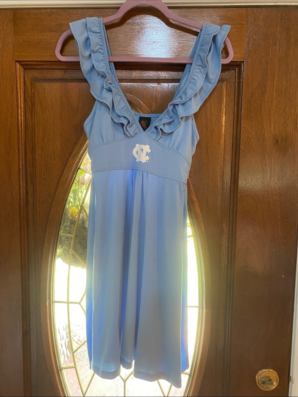 UNC Blue Ruffle Logo Mini Dress. Absolutely Gorgeous! Size Small. New w/o Tags.